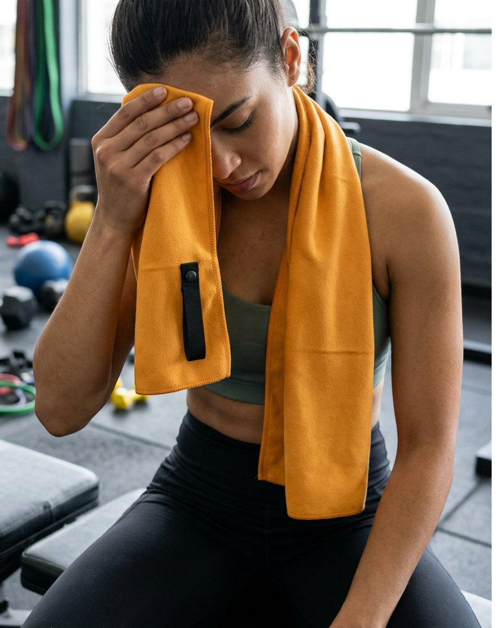 Frose Recycled Microfiber Training Towel 95 x 30 cm Saffron - Lifestyle view